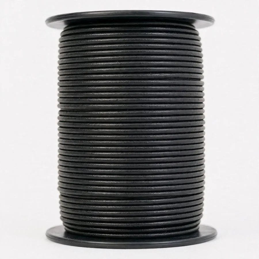 Cordón de cuero Negro mate