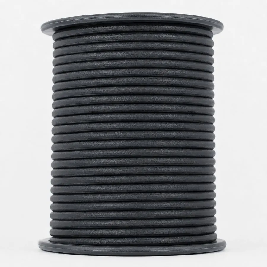 Cordón de cuero Negro mate