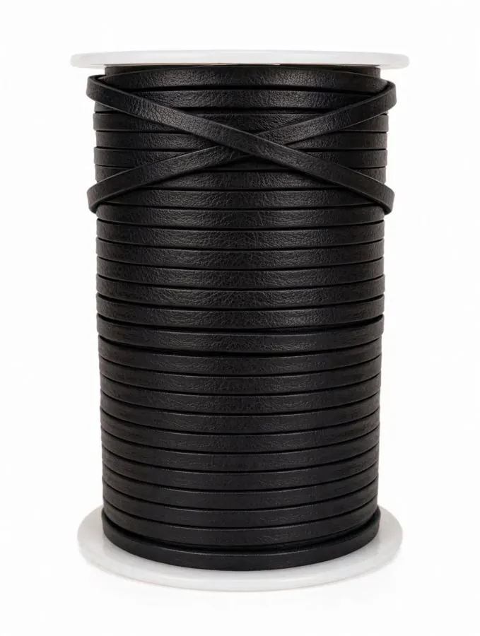 Cordón de cuero Negro mate